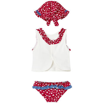 Baby Girls Red Teddy Bear Swim Set