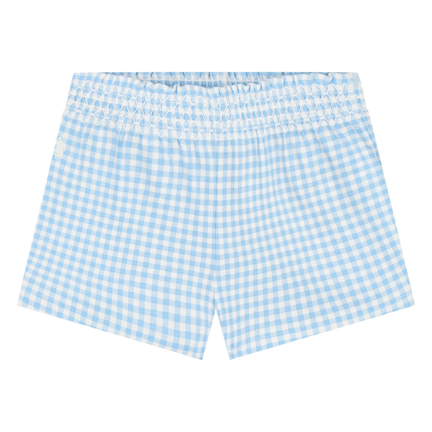 Baby Girls Ivory & Blue Gingham Shorts Set, 1, hi-res
