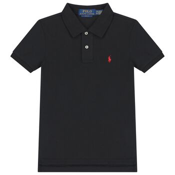 Boys Black Logo Polo Shirt