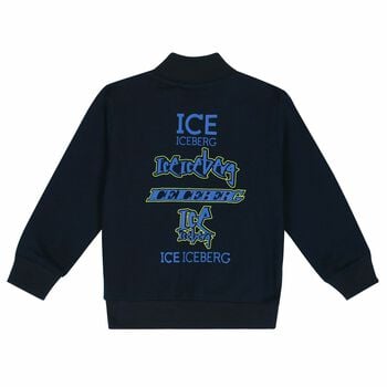 سترة بسحاب بالشعار باللون الكحلى للاولاد