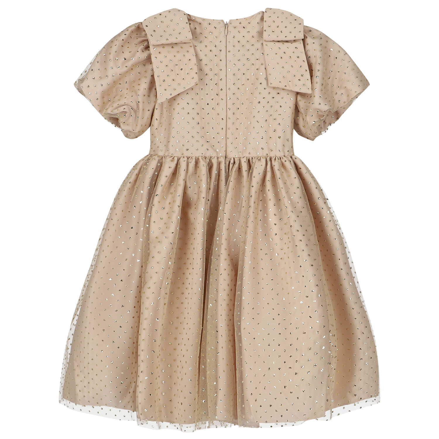 Girls Gold Glitter Polka Dot Dress, 1, hi-res image number null