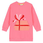 Girls Pink Logo Sweatshirt Dress, 2, hi-res