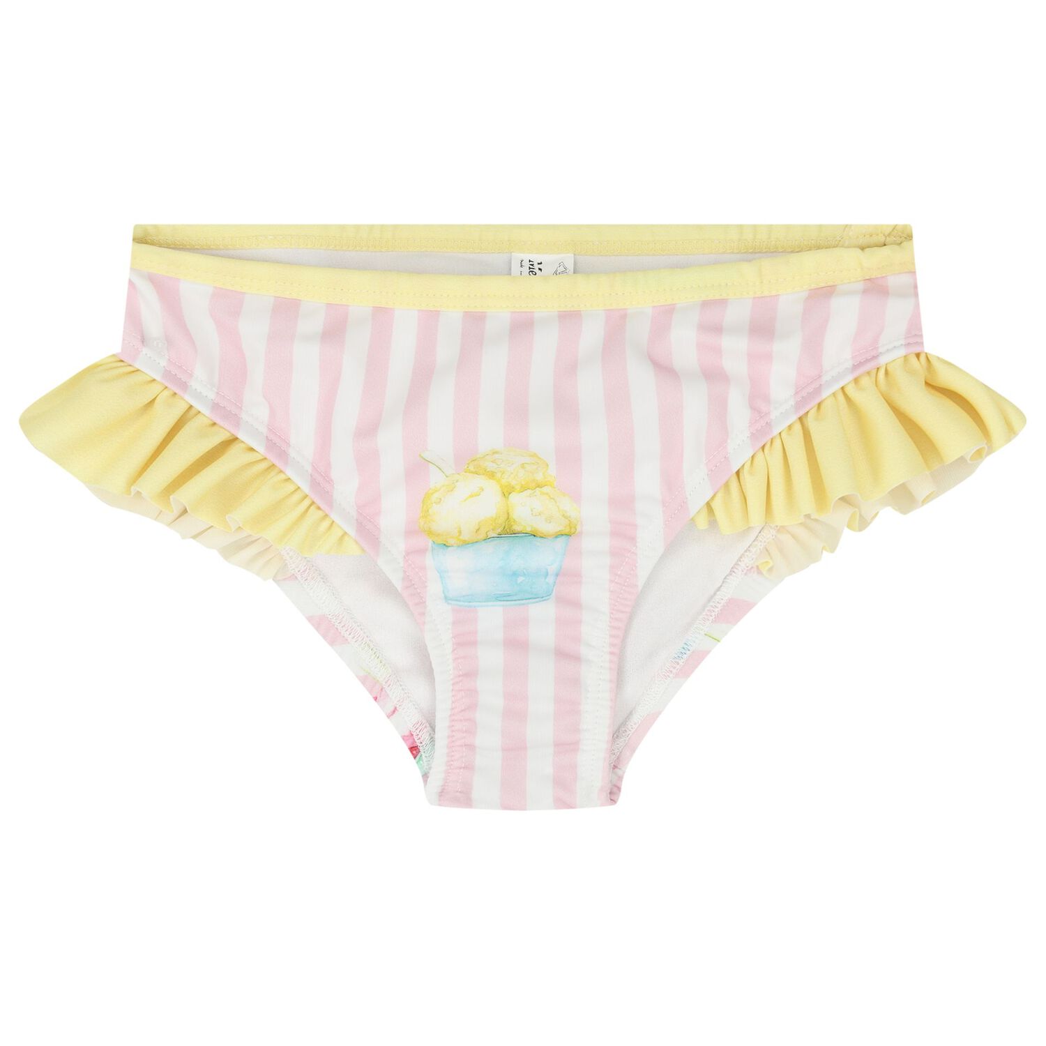 Girls White, Pink & Yellow Ice Cream Bikini, 2, hi-res