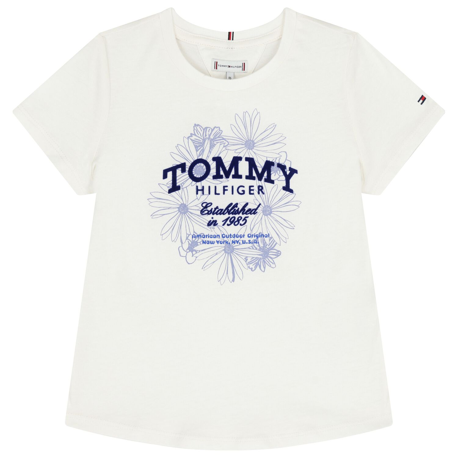 Girls Ivory Floral Logo T-Shirt, 1, hi-res