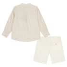 Boys Beige & Ivory Shorts Set, 2, hi-res