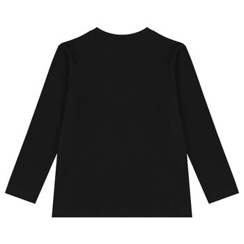 Boys Black Logo Long Sleeve Top