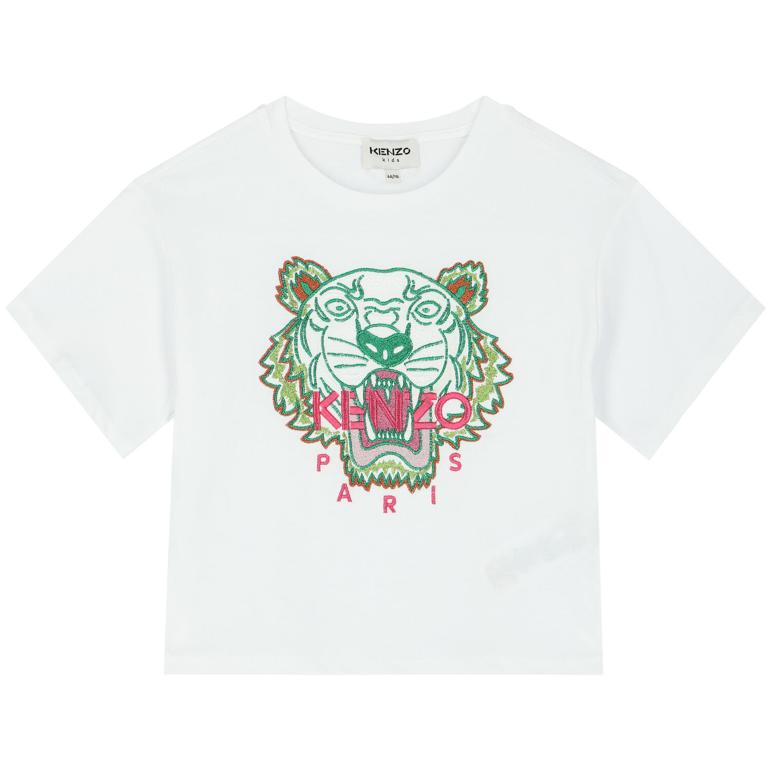 Girls White Tiger Logo T-Shirt, 1, hi-res image number null