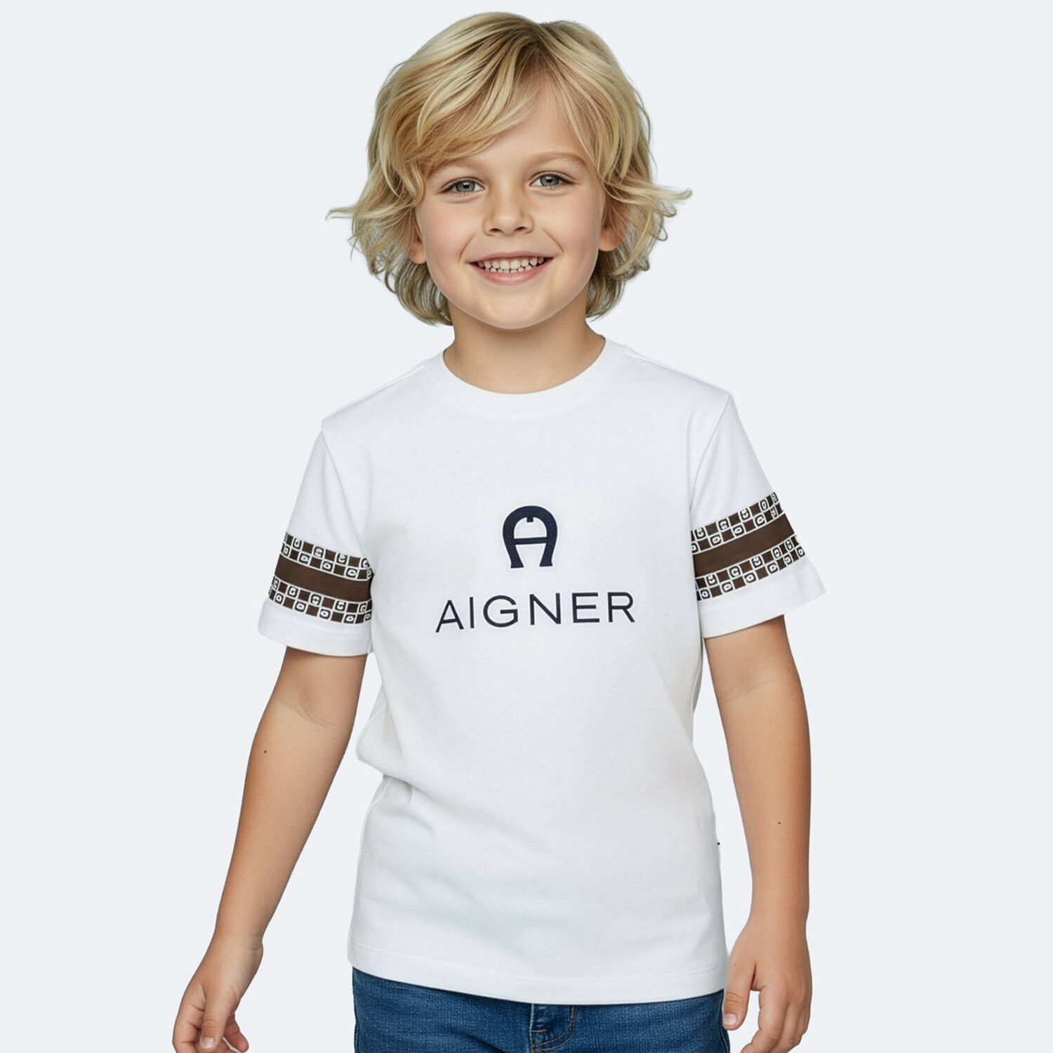 Boys White Logo T-Shirt, 1, hi-res
