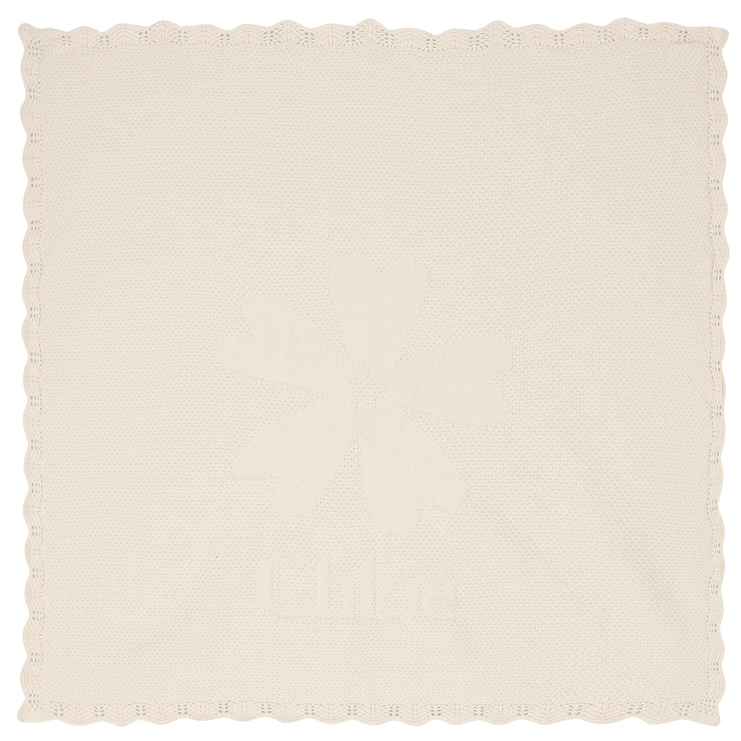 بطانية بنات محبوكة بالشعار باللون العاجي, 1, hi-res