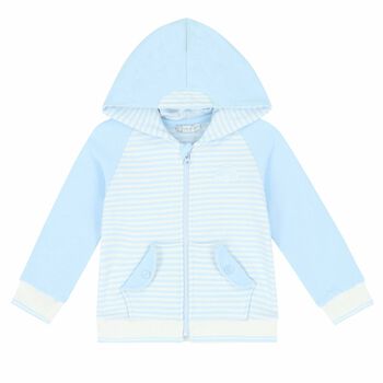 Boys Blue & White Stripe Hooded Top, 1 Boys Blue & White Stripe Hooded Top
