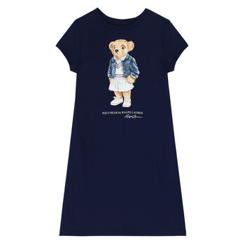 Older Girls Navy Bear Dress