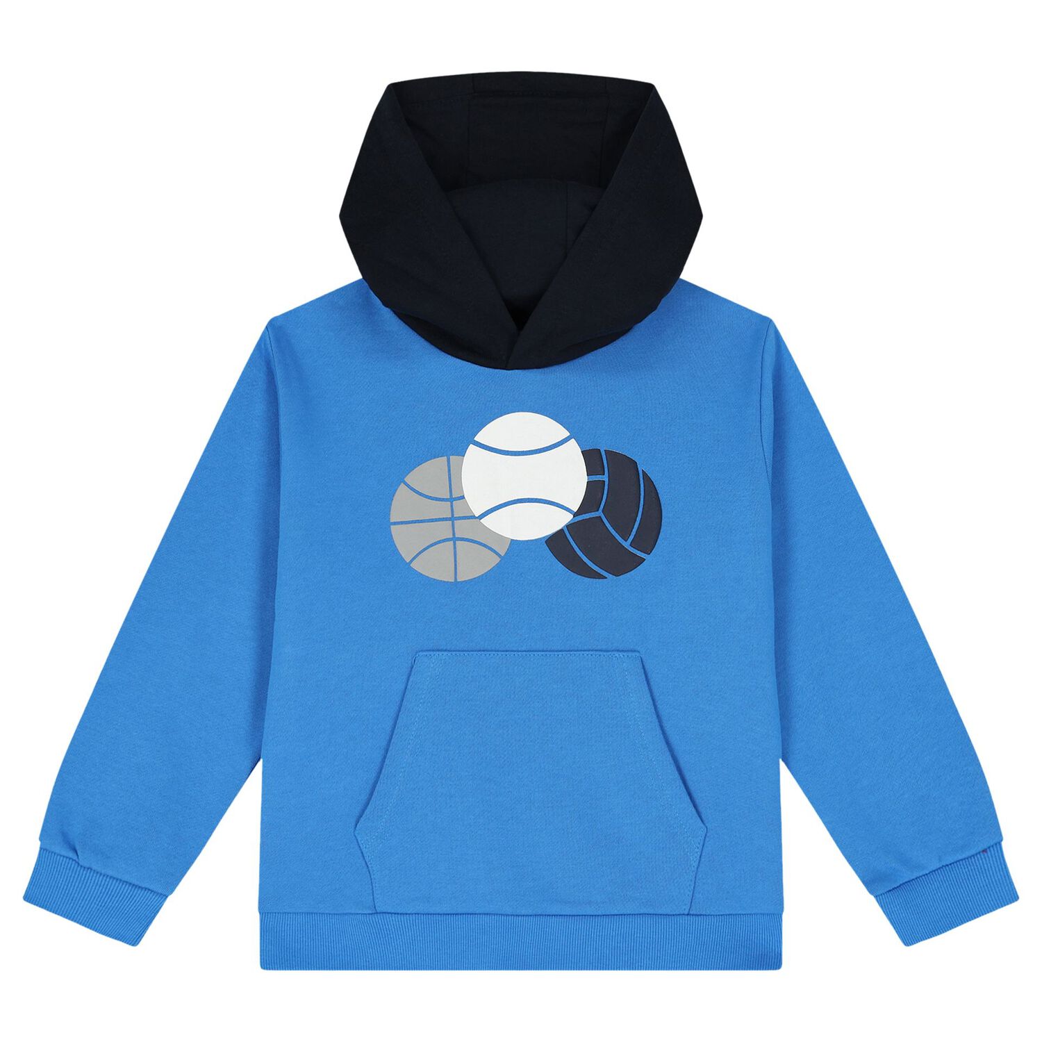 طقم بدلة رياضية أولاد بالشعار باللون الرمادي والأزرق ( 3قطع), 2, hi-res