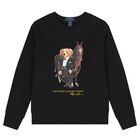 Boys Black Polo Bear Sweatshirt, 1, hi-res