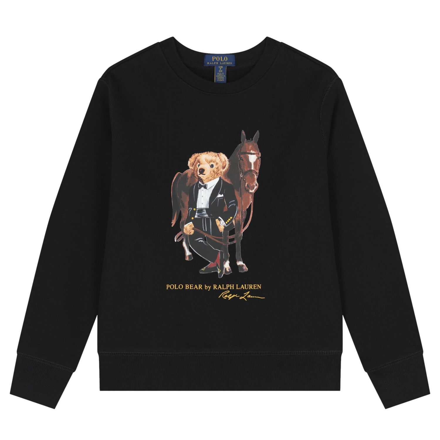 Boys Black Polo Bear Sweatshirt, 1, hi-res