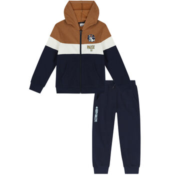Boys Beige, Ivory & Navy Blue Tracksuit