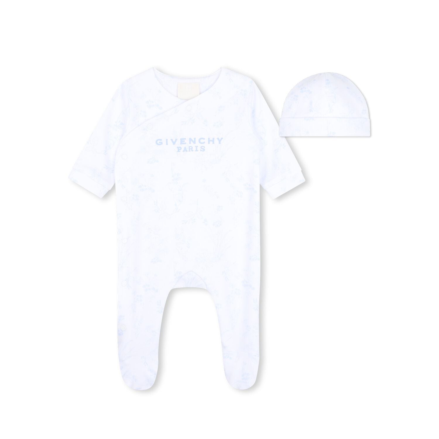 Baby Boys White & Blue Toile de Jouy Babygrow Gift Set, 1, hi-res