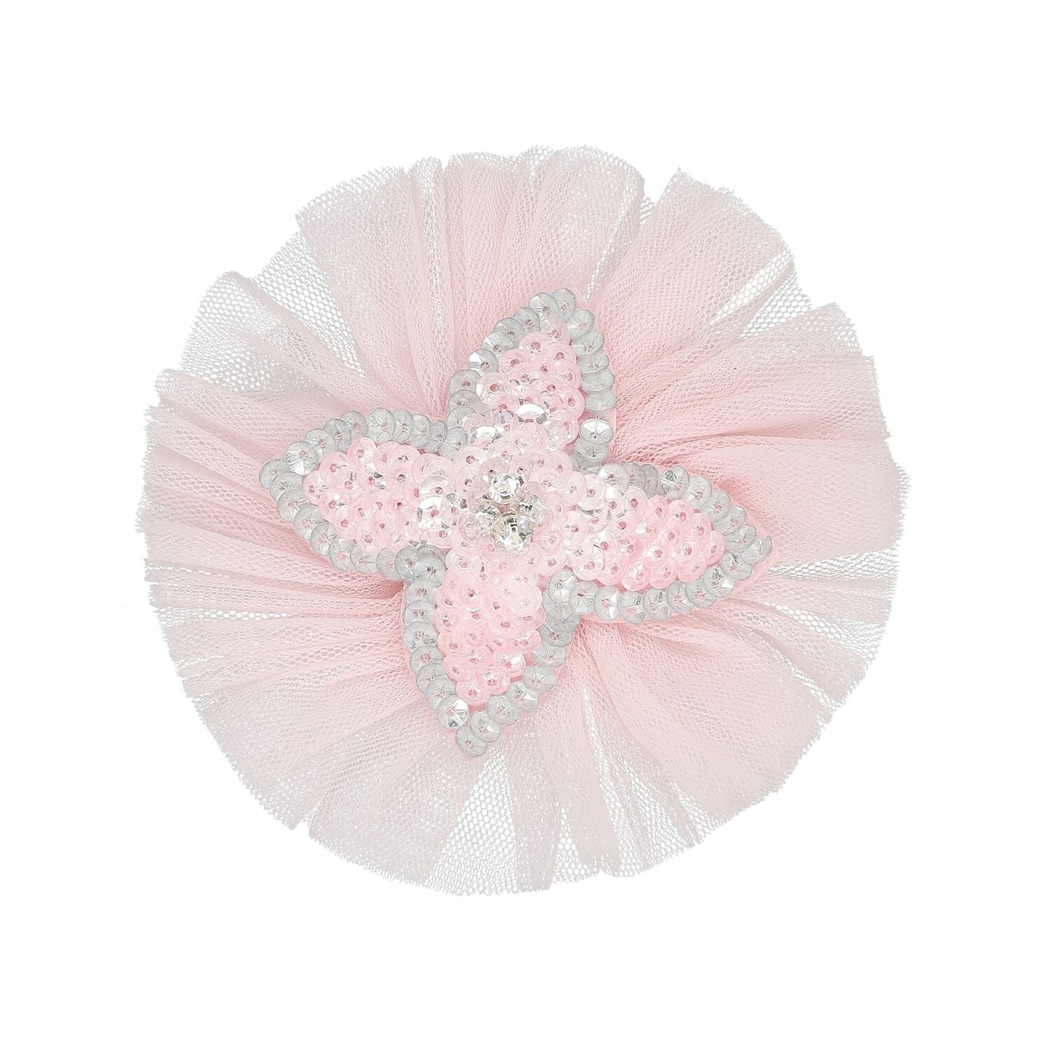 Girls Pink Sequin Flower Hairclip, 1, hi-res