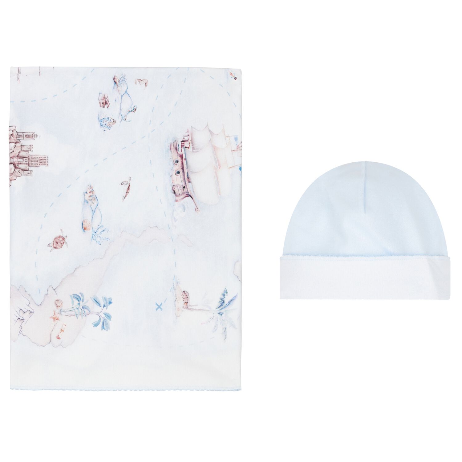Baby Boys Blue & Ivory Blanket Set, 1, hi-res image number null