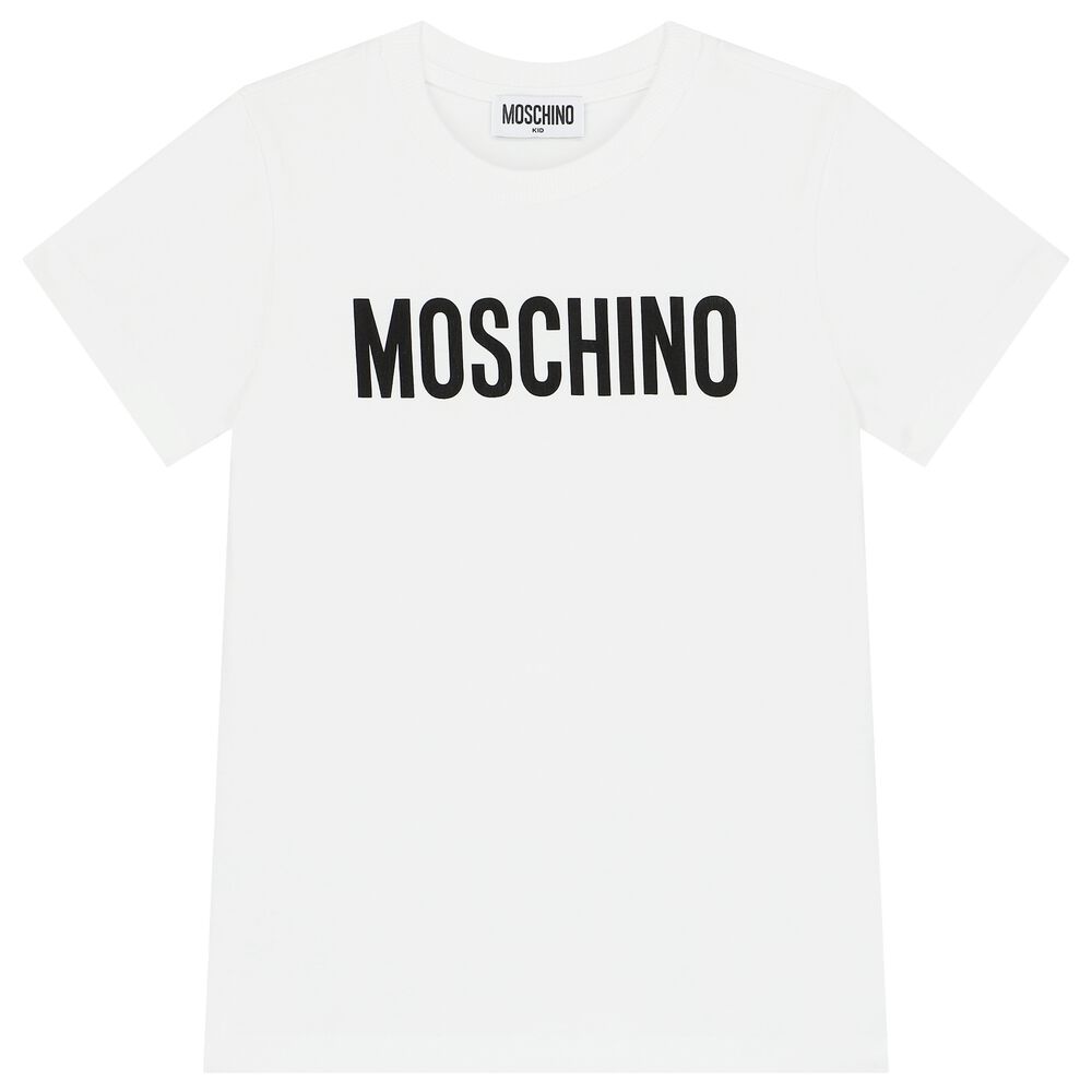 Moschino White Logo T-Shirt | Junior Couture UAE