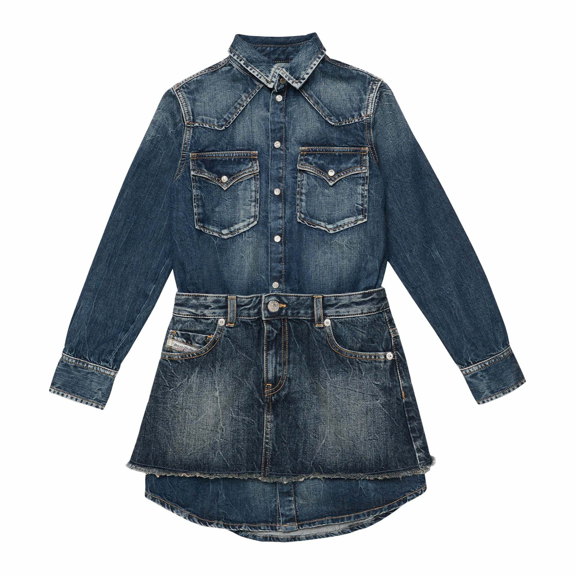 Diesel denim shirt dress with skirt overlay shop