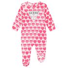 Baby Girls Pink Cotton Heart Logo Babygrow, 3, hi-res