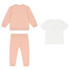 Younger Girls Pink & White 3-Piece Tracksuit Gift Set, 5, hi-res