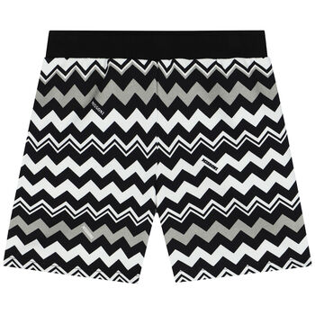 Younger Boys Black & White Zigzag Shorts