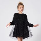 Girls Black Rhinestone Tulle Dress, 1, hi-res