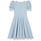Girls Blue Embellished Crystal Tulle Dress, 1, hi-res