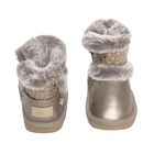 حذاء بنات من الجلد باللون الذهبي , 2, hi-res