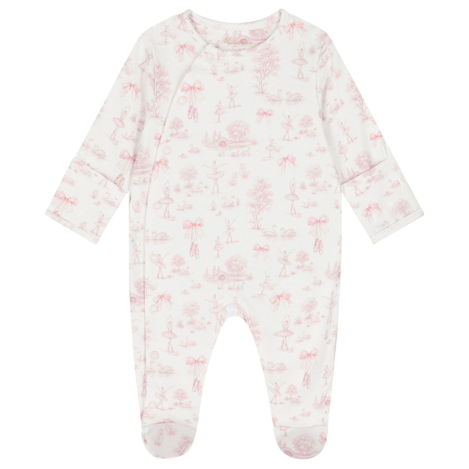 Baby Girls White & Pink Swan Babygrow Gift Set , 1, hi-res