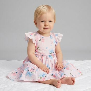 Younger Girls Pink Florals & Bows Dress