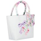 Girls Ivory Bow Floral Hand Bag, 1, hi-res