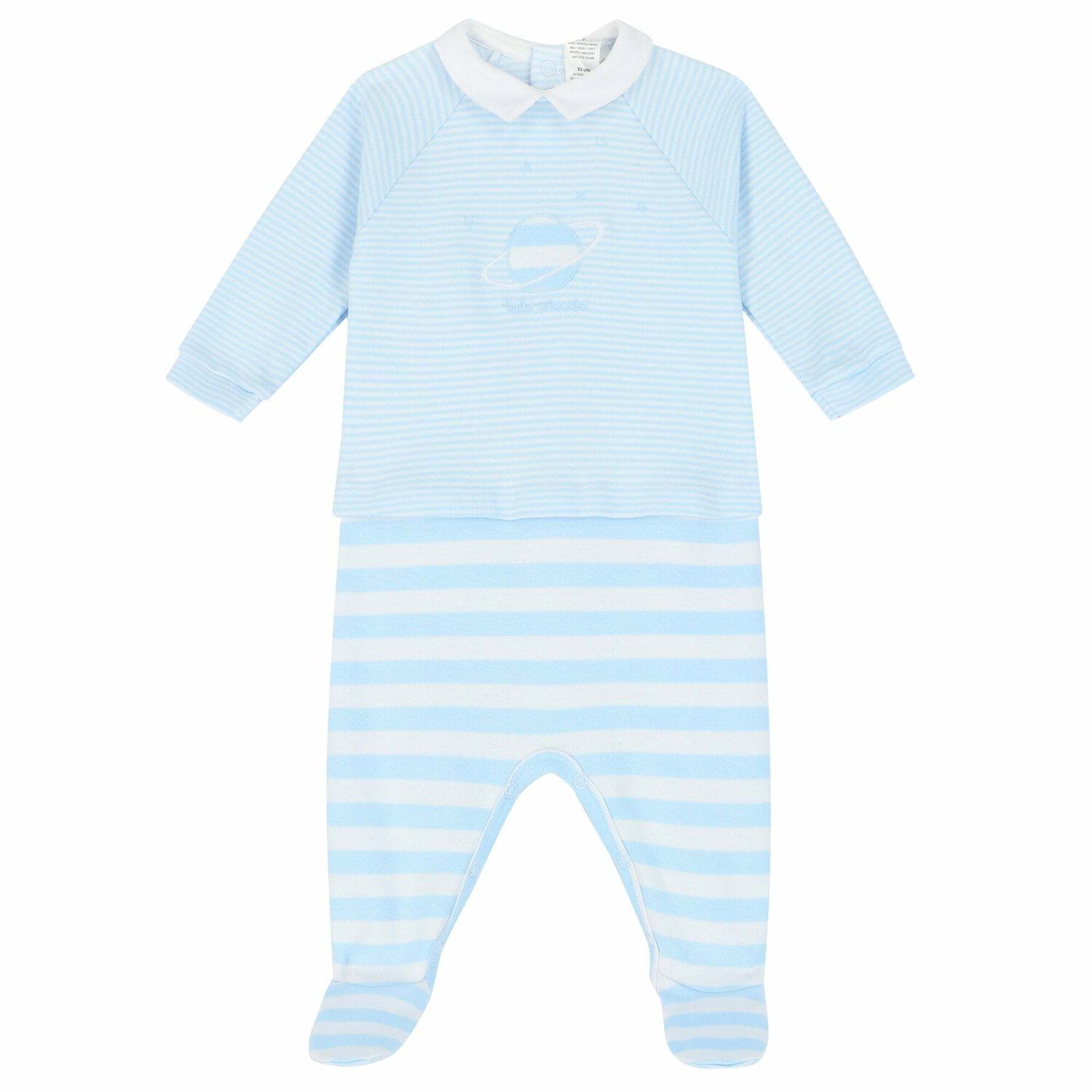 Baby Boys Blue & White Striped Babygrow, 1, hi-res