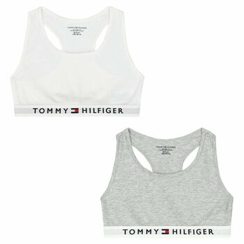 Girls White & Grey Bra Tops (2-Pack)