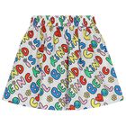 Girls White Slogan Skirt, 1, hi-res