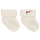 Beige & White Teddy Bear Logo Baby Bodysuit Set, 4, hi-res