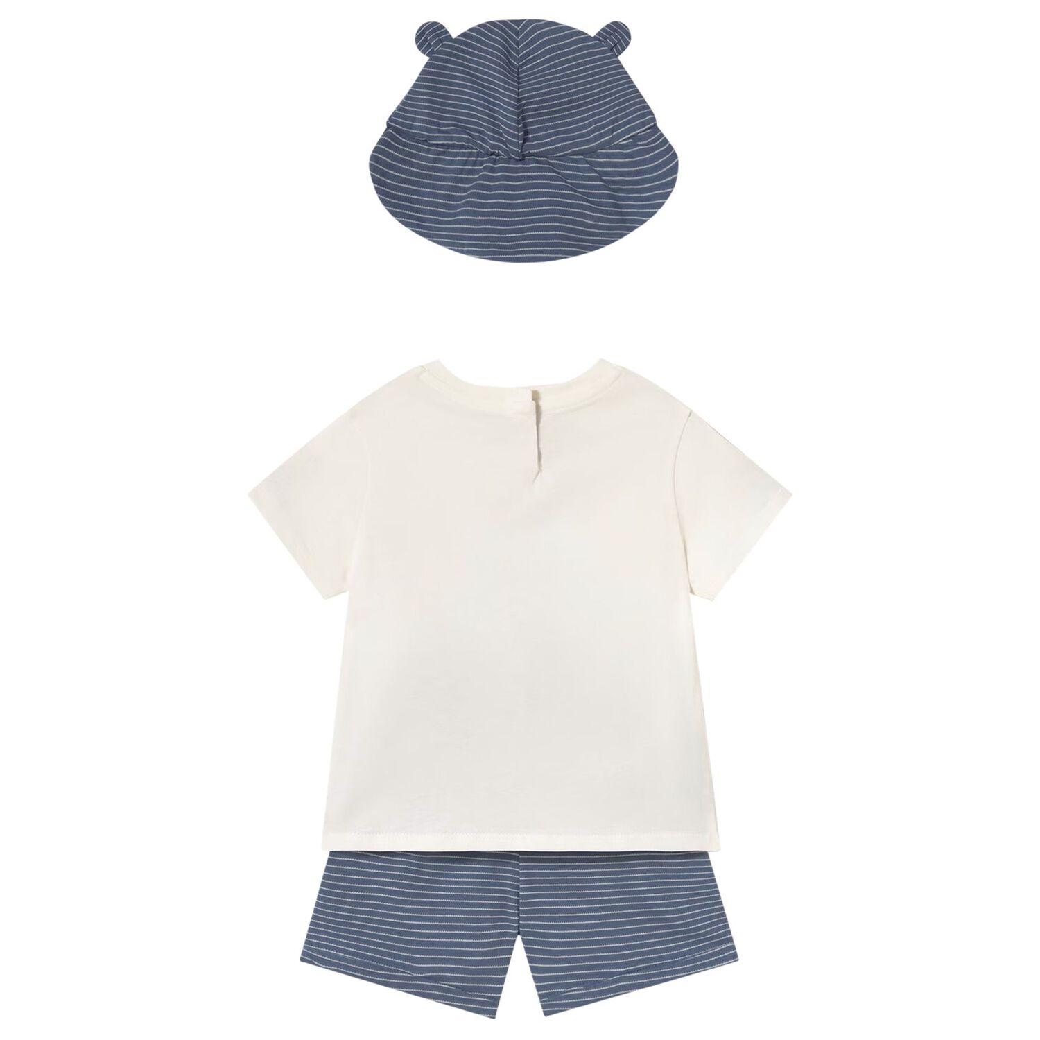 Younger Boys White & Blue Cotton Car Shorts Set, 2, hi-res image number null