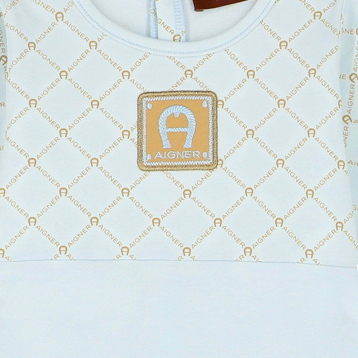 Baby Boys Blue & Gold Logo Babygrow, 1, hi-res image number null