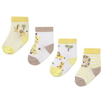 Baby Boys Yellow & White Socks ( 4-Pack )