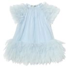 Baby Girls Blue Embellished Tulle Dress Set, 1, hi-res