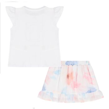 Baby Girls White & Pink Chiffon Skirt Set
