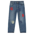Younger Boys Blue Logo Denim Jeans, 1, hi-res