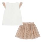 Baby White & Beige Tulle Skirt Set, 1, hi-res