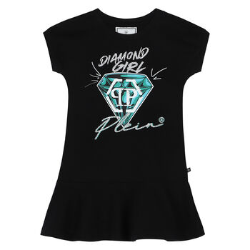 Girls Black Diamond Dress