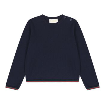 Baby Boys Navy Blue Web Striped Sweaatshirt