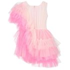 فستان تول مكشكش باللون الوردي للبنات, 1, hi-res