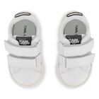 Boys White Ikonik Karl Logo Trainers, 1, hi-res