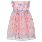 Girls Pink Embroidered Tulle Dress, 1, hi-res