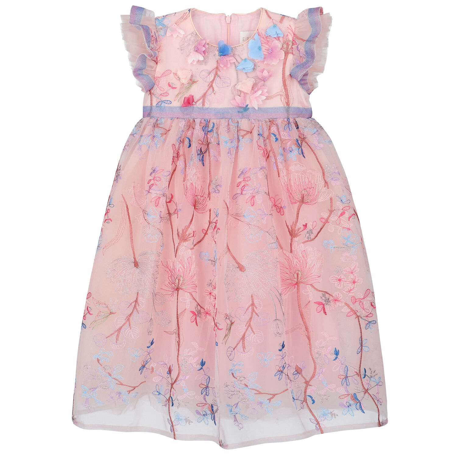 Girls Pink Embroidered Tulle Dress, 1, hi-res image number null